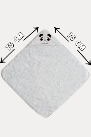 %100 Pamuk Bebek Havlu Kundak - Bebek Banyo Havlusu 75x75cm Panda Desenli BEBEKBANYO2 - 3