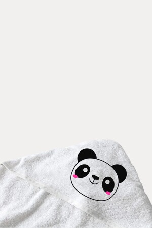 %100 Pamuk Bebek Havlu Kundak - Bebek Banyo Havlusu 75x75cm Panda Desenli BEBEKBANYO2 - 4