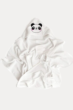 %100 Pamuk Bebek Havlu Kundak - Bebek Banyo Havlusu 75x75cm Panda Desenli BEBEKBANYO2 - 6