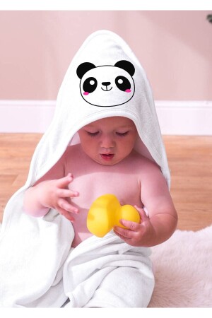 %100 Pamuk Bebek Havlu Kundak - Bebek Banyo Havlusu 75x75cm Panda Desenli BEBEKBANYO2 - 1