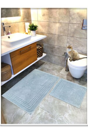 %100 Pamuk Dokuma Banyo Paspas Seti- Banyo Halısı Vera 2 Li Set 60x100 - 60x50 - 1