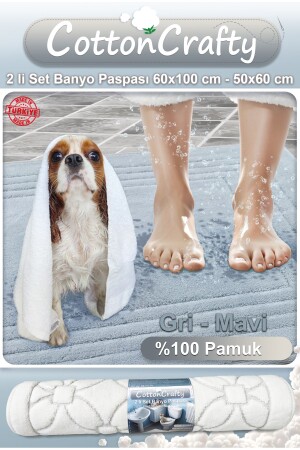 %100 Pamuk Dokuma Banyo Paspas Seti- Banyo Halısı Vera 2 Li Set 60x100 - 60x50 - 3