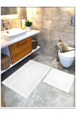 %100 Pamuk Dokuma Banyo Paspas Seti- Banyo Halısı Vera 2 Li Set 60x100 - 60x50 - 2