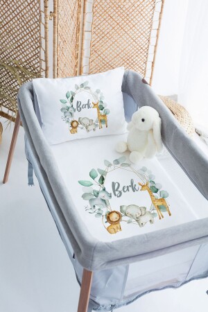 %100 Pamuk Isme Özel 70x120 Park Yatak Nevresim Takımı - Lilabio