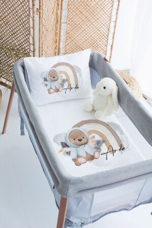 %100 Pamuk Isme Özel 70x120 Park Yatak Nevresim Takımı PRKYT62 - Lilabio