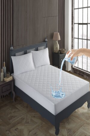 %100 Pamuk Kapitoneli Sıvı Geçirmez Renkli Yatak Alezi Yatak Koruyucu Alez Çarşaf PMKSGALZB - sevilya