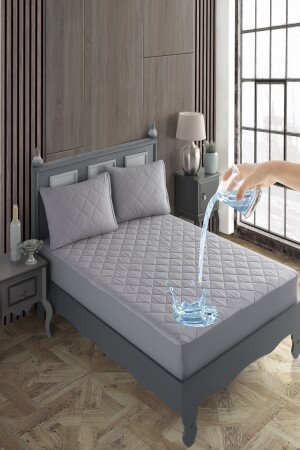 %100 Pamuk Kapitoneli Sıvı Geçirmez Renkli Yatak Alezi Yatak Koruyucu Alez Çarşaf PMKSGALZGR - sevilya