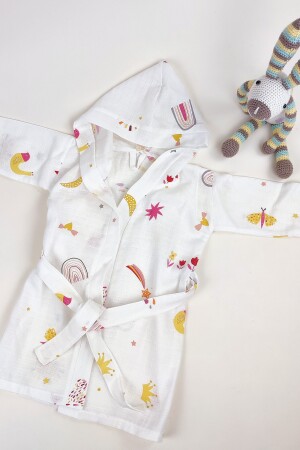 %100 Pamuk Müslin Unisex Kapüşonlu Bebek Çocuk Bornozu Tek Katlı bornoz1k - la mure baby