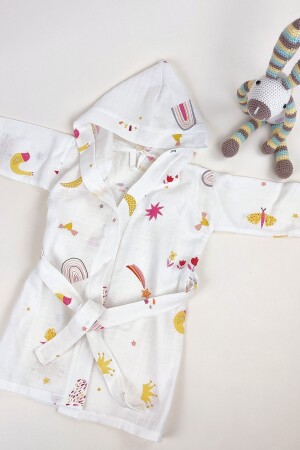 %100 Pamuk Müslin Unisex Kapüşonlu Bebek Çocuk Bornozu Tek Katlı - La Mure Baby