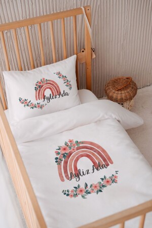 %100 Pamuk Saten Isme Özel 100x150 Bebek Yatak Nevresim Seti BKN47 - Lilabio