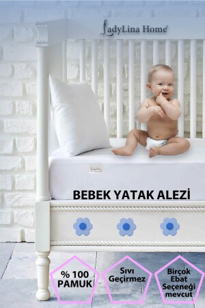 %100 Pamuk Sıvı Geçirmez Bebek Alezi - Yatak Koruyucu 60x120 70x110 70x120 70x130 70x140 80x130 10087 - Ladylina Home