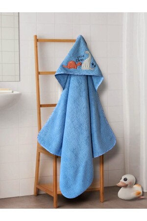 %100 Pamuk Yumuşacık Erkek Bebek Banyo Havlusu 80x80 Cm Outlet Ürün -dino PH10128BHK - PAMUK HANIM