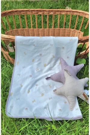 Baby-Wickeldecke aus 100 % Baumwolle, doppellagig, gekämmte Baumwolle, 75 x 90 cm, Bär/Kopf PH10205BPB - PAMUK HANIM