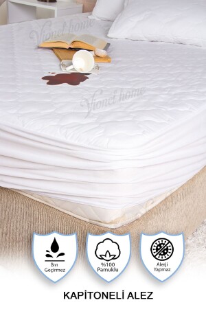 %100 Pamuklu Kapitone- Fitted Full Kenar- Sıvı Geçirmez- Tek- Çift Kişilik Bebek Yatak Koruyucu Alez - Vionel Home