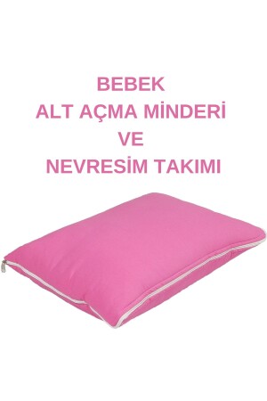 %100 Pamuklu Pembe Kumaş Bebek Alt Açma Minderi Ve Beşik Içi Nevresim Takımı abtnevresim0007 - 1