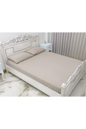 %100 Pamuklu Penye Lastikli Çarşaf Yastık Kılıfı (BEJ) - Meyhome