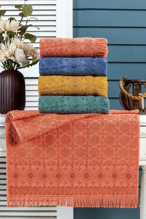 %100 Pamuklu Yumuşak Su Emici Naturel 50-90 4 Adet Havlu Seti - Kardelen