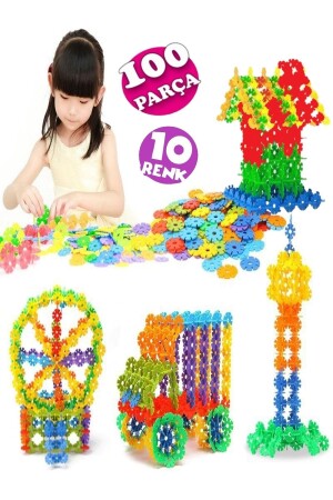 100 Parça Kilitli Diskler Stem Eğitimi Uyumlu 10 Renk Kutusuz Eğitici Oyuncak Yapboz Seti - Roseroi