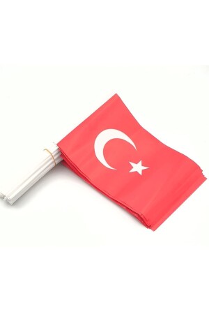 100 Stück türkische Papierflagge mit Stöcken und Stäbchen sowie einer mit Sternen und Halbmonden bedruckten Flagge - 2