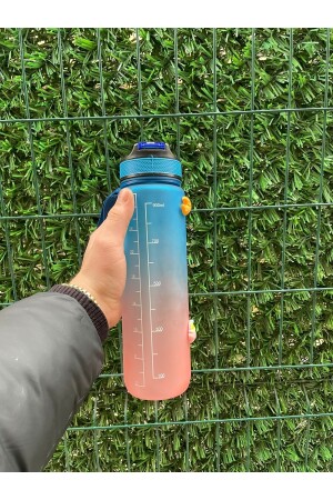 1000 ml blaue motivierende Wasserflasche mit Strohhalm, Tritan-Sportwasserflasche, Bpa-frei, 20 KT - 5