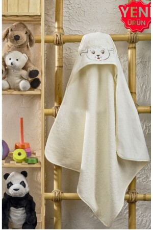 %100pamuk Yumuşacık Bebek Banyo Havlusu 75x75cm- Kuzu PH10119BHK - PAMUK HANIM