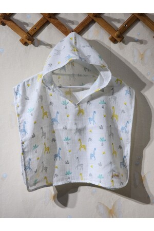 MNZ-100% القطن المسلين (مُسَجَّلَة) (بونشو) (من 1 إلى 3 سنوات) ملابس حمام، مناشفة شاطئ (المصنوع - YadaBaby