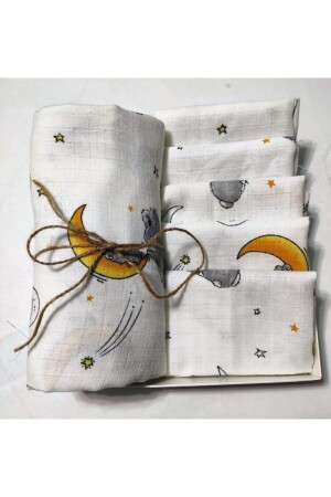 أرنب الأبيض الجميل المسلين الموضع غطاء 100x120 سم المكياج 30x30 سم 5 قطع ksb1609 - BeybiNest