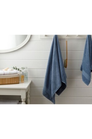 منز-منز-مطهر أساسي حمام منشفة 100X150 سم سم زرقاء داكن 10010323 - English Home