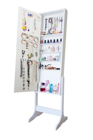 كابينة مجوهرات المرايا ذات الساقين المزدوجة من النجم الأبيض 101 - First Mobilya