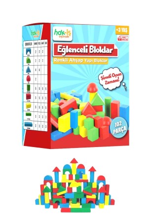 مـنـز-هـاك-يش لعبة تعليمية كتلة خشبية ملونة 102 قطعة 55SOY0080 - HAK İŞ OYUNCAK