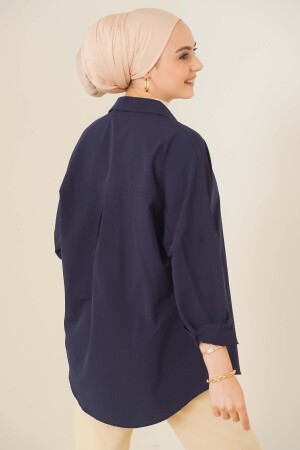 103901 Übergroßes Basic-Hijab-Hemd – Marineblau - 3