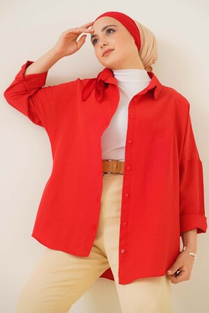 103901 Übergroßes Basic-Hijab-Hemd – Rot 103901BGD19 - 1