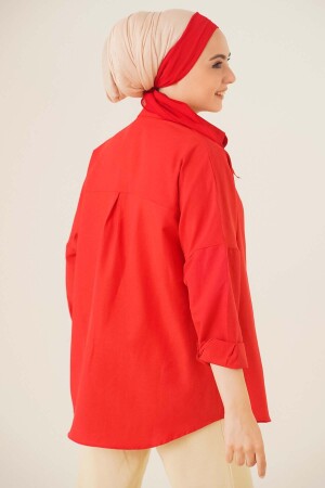 103901 Übergroßes Basic-Hijab-Hemd – Rot - 3