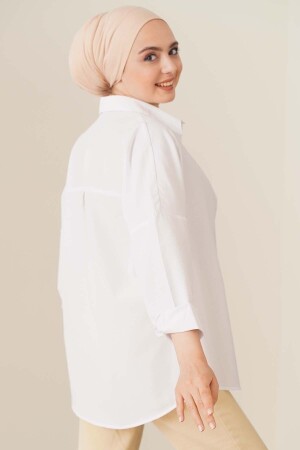 103901 Übergroßes Basic-Hijab-Hemd – Weiß 103901BGD19 - 3