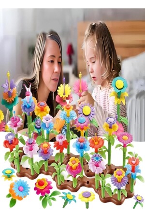 106 Parça Bahçe Çiçek Yapım Seti Yapboz Bul Tak Puzzle Plaj Deniz Oyuncağı Eğitici Oyuncak - 1