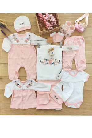 10er-Set für Babys, Mädchen, Rosa, Krankenhausfreilassung, naturbestickt - 3