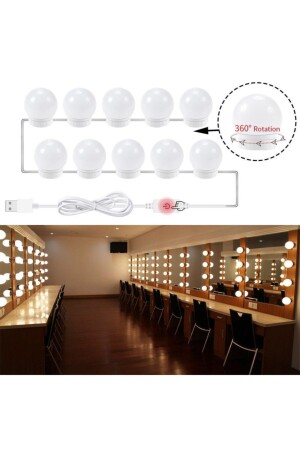10LED USB Make-up Spiegel Lampe Hollywood Stil Dekoration Beleuchtung Badezimmer Hautpflege 0TSEVDEMA3 - 8