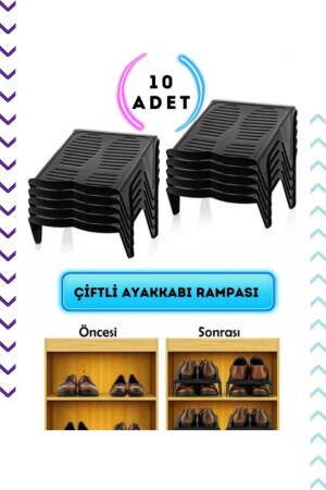 10'lu Çiftli Ayakkabı Rampası- Dolap Içi Düzenleyici Organizer - Bimbambom