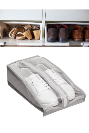10'lu Lüks Ayakkabı Düzenleyici Bavul içi ve Raf Organizer- Şeffaf Koruyucu Renkli Fermuarlı Kılıf - 1