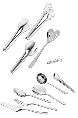 من الفولاذ من الـ 11 قطعة ملعقة السباتولاس كولاندر لادل جريل السكر المعكرونة المعكرونة معكرونة أدوات الحلوى مجموعة 11 - Nehir
