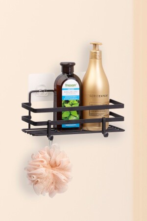 مرفق حمام مستطيل مع ملصق سحري أسود - 11 × 24 سم - Okyanus Home