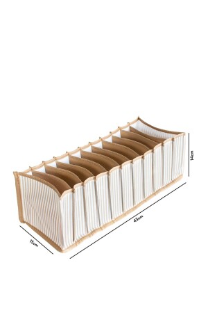 11 Gözlü Çekmece Içi Bej Çizgili Düzenleyici Organizer - Medium 15 X 43 X 14 - 7