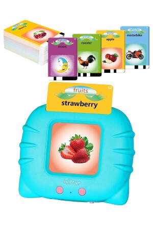 بطاقات النبض الصوتي المتحدثة باللغة الإنجليزية - 112 بطاقات 224 بصرية (أزرق) VOICE-BLUE - iyitoys