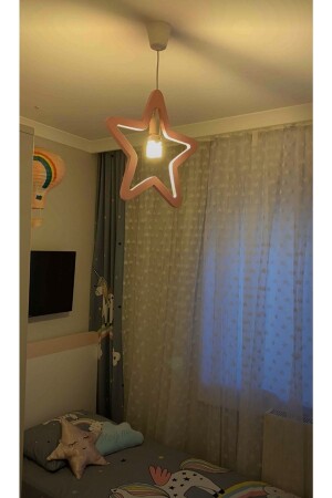 مكنز الخشبية النجم الوردي الشنابل غرفة الأطفال الإضاءة الديكور الملحقات 1122334400tmr - EMTA