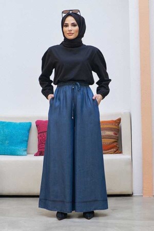 1138- Lastikli Bol Paça Pantolon Koyu Mavi - Neways