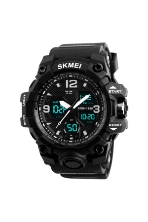 1155b Erkek Kol Saati Digita - Analog Ekran Silikon Kordon 1155BKS - Skmei