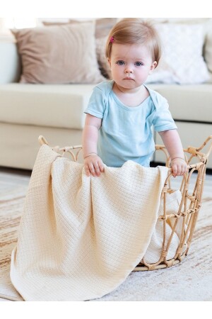 غطاء الطفل من القطن من النزيف من النزيف 115x100 سم - كريم CBPP100 - Caline Baby