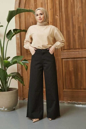 1160-Bol Paça Püsküllü Pantolon Siyah - Neways