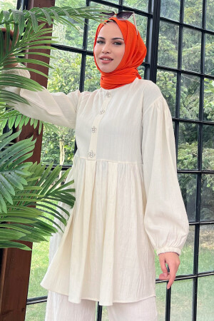 11629-BEYAZ Tunik+Pantolon - 5