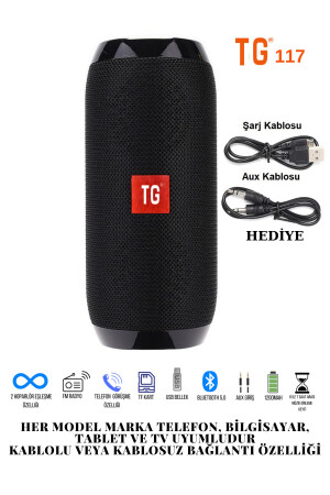 117 Bluetooth Hoparlör Kablosuz Taşınabilir Siyah Ses Bombası Extra Bass. tg117-bymia - 2